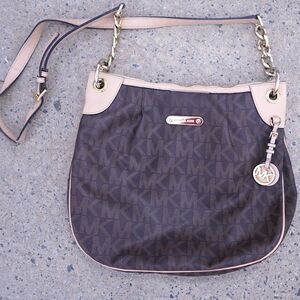 Michael Kors Jet Set Logo Canvas Satchel Shoulder Bag Brown Classic Quiet Luxury